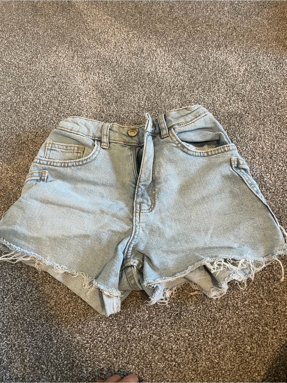 Zara Light Blue Denim Frayed Hem Kids' Shorts